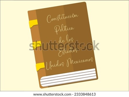 Drawing of a book, which is the representation of the Political Constitution of the United Mexican States or Mexico, book cover