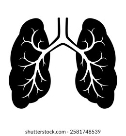 Drawing of both lungs and trachea, body organs illustration with simple design.