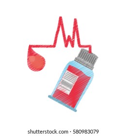 drawing bottle blood sample donation day vector illustration eps 10
