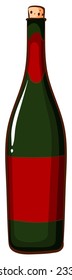 Dibujo de una botella de champán sobre un fondo blanco 