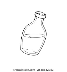 A drawing of a bottle with water inside