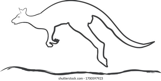 drawing of a bouncing kangaroo animal australia