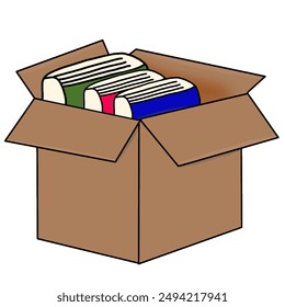 Dibujo de la caja con libros para mover.