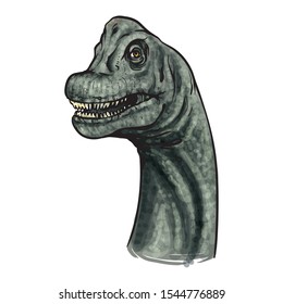 Drawing of a Brachiosaurus head. Vector animal illustration