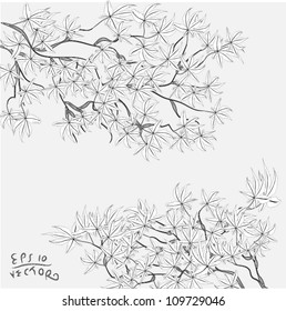 Drawing branch with leaves hanging from the tree, EPS10 Vector background
