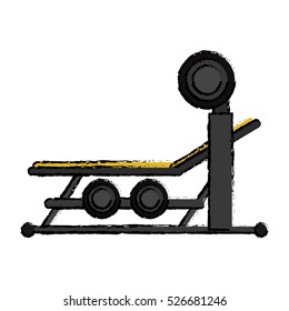 drawing brench press with weight barbell sport