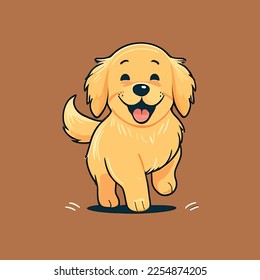 Zeichnung einer hellen und fröhlichen Golden Retriever Chibi Illustration