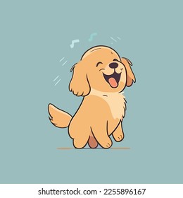 Zeichnung einer hellen und fröhlichen Golden Retriever Chibi Illustration