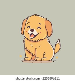 Zeichnung einer hellen und fröhlichen Golden Retriever Chibi Illustration