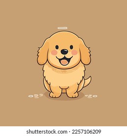 Zeichnung einer hellen und fröhlichen Golden Retriever Chibi Illustration