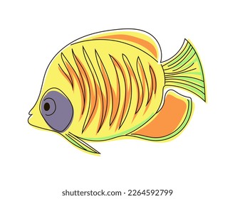 Zeichnen eines hellen Fisches im Doodle-Stil. Vektorgrafik eines Fisches einzeln auf weißem Hintergrund.