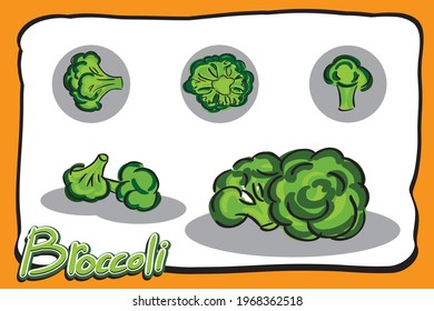 Drawing Broccoli on white background. hand drawn White Vector illustration of vegetables in cartoon simple flat style.