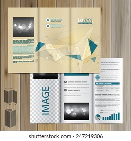 Drawing brochure template design with figures and schemes. Cover layout