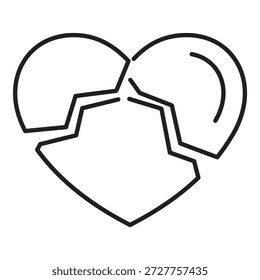 Dibujo de un corazón roto que representa una ruptura, divorcio o el final de una relación, evocando sentimientos de tristeza y desamor