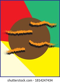 Drawing a brown circle with a Latin patterned bright background. Suitable for wallpaper, book cover, t-shirt design