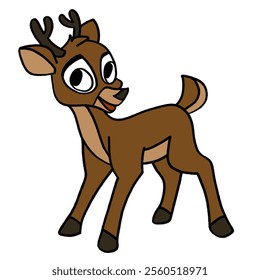 drawing of brown deer looking happy smile in the face