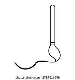 Drawing brush icon. Art equipment. Logotype design. Simple picture. Flat style. Vector illustration. Stock image. 