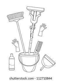 Drawing brushes in a bucket