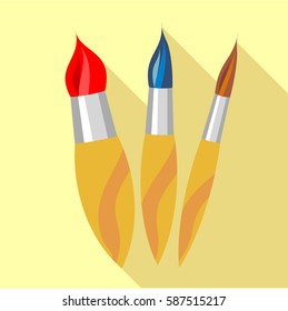 Drawing brushes icon. Flat illustration of drawing brushes vector icon for web