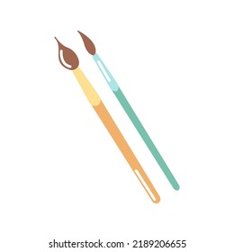 Drawing brushes, vector flat illustration on white background.