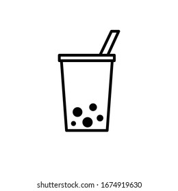 Drawing Bubble Milk Tea icon on white background .Vector illustration.