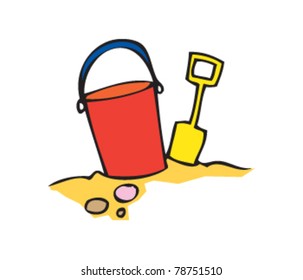 drawing of a bucket and spade