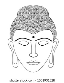 Drawing Buddha Tattoo. Black Art Buddha vectors graphics illustration.