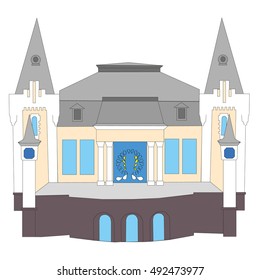 drawing of a building architecture.Vector Illustration
