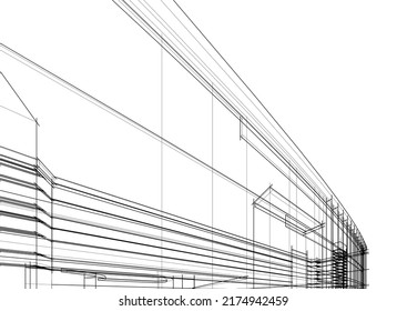 Drawing of a building vector illustration