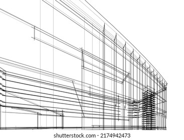 Drawing of a building vector illustration