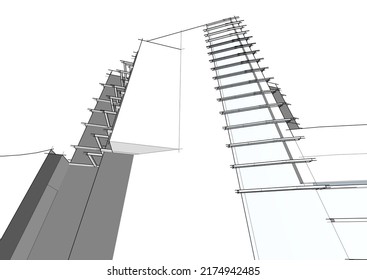 Drawing of a building vector illustration