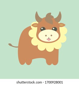 Drawing of a bull on a mint background
