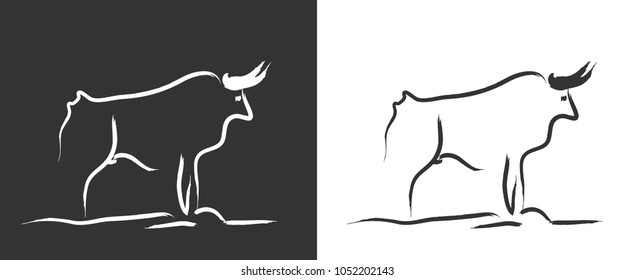 drawing of a bull painted as Picasso style. vectorized drawing