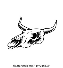 Drawing Bull Skull Illustration ,can be used for mascot, logo, apparel and more.Editable Design