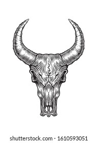 drawing bullskull in line art