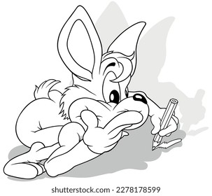 Zeichnung eines sonnigen Lehnes auf dem Boden und Zeichnung mit einem Crayon - Cartoon-Illustration einzeln auf weißem Hintergrund, Vektorgrafik