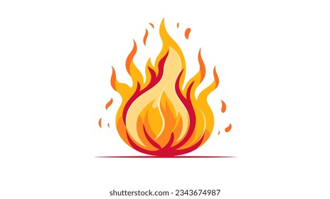 Drawing of a burning fire on a white background minimalism vector