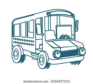 drawing a bus, illustration in notebook doodle style, vector illustration.