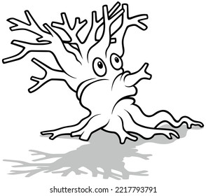 Dibujo de un zorrillo de Bush sin hojas con cara - Ilustración de caricatura aislada en fondo blanco, vector