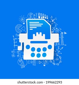 Drawing business formulas: typewriter