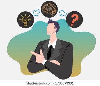 Drawing of business men Use the brain to solve problems, concept with colorful. Concept flat design vector illustration for Website Icon, Social Media, Blog Post