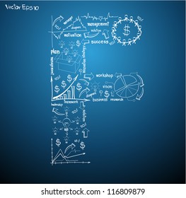 Drawing business plan concept diagrams of alphabet letters ( F) Vector template design