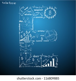 Drawing business plan concept diagrams of alphabet letters ( E ) Vector template design