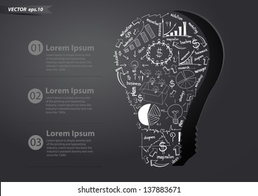 Drawing business strategy plan concept idea in creative light bulb, Vector illustration Modern template Design