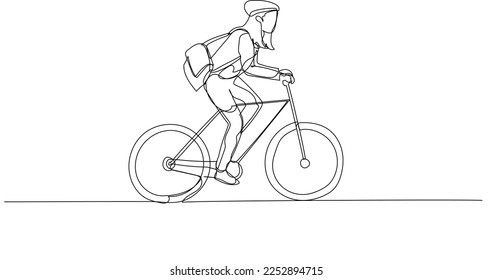 Drawing of businesswoman rriding bicycle to office concept of bike to work eco friendly transportation