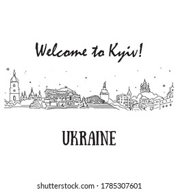 Drawing by hand of the arc...the capital of Ukraine