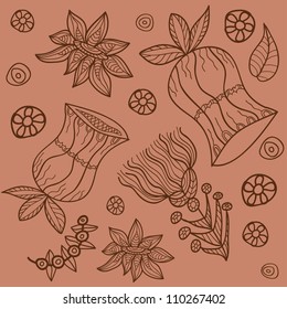 drawing by hand, floral background. pattern