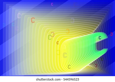 drawing and C, abstract overlap with alphabet