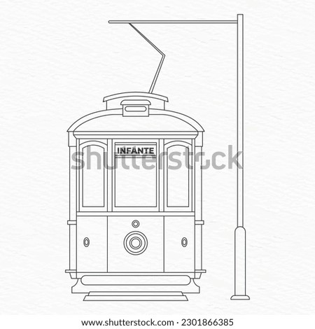 A drawing of a cable car tram of porto Portugal