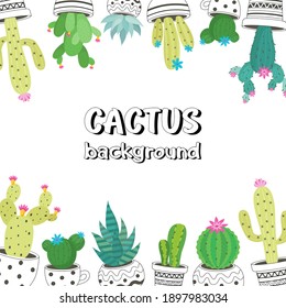 Drawing Cactus background Collections on white